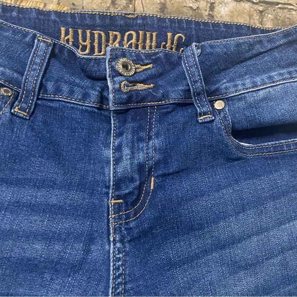 Hydraulic Curvy Nolita Midi Jean Shorts Blue Stretch Pockets Mid Rise - Picture 2 of 5